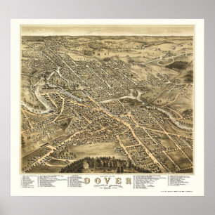 Poster Douvres, carte panoramique de NH - 1877