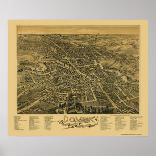 Poster Douvres, carte panoramique de NH - 1888