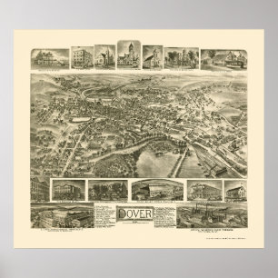 Poster Douvres, carte panoramique de NJ - 1903