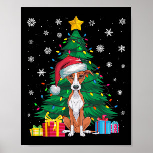 Poster Doux moche sapin de Noël lumières Whippet Chien Sa
