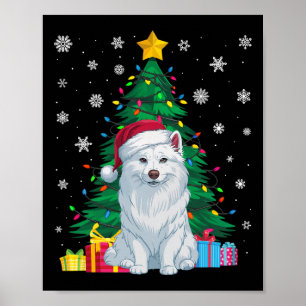 Poster Doux moche Xmas Arbre Lumières American Eskimo Chi
