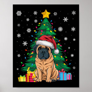 Poster Doux moche Xmas Arbre Lumières Anglais Mastiff Chi