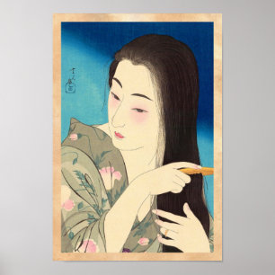 Poster Douze Aspects des Femmes, Kotondo se coiffant