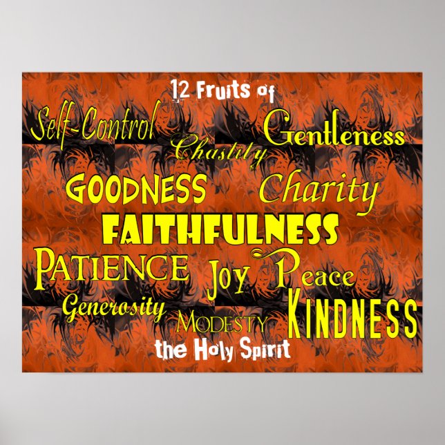 Poster Douze fruits (flammes dansantes) (Devant)