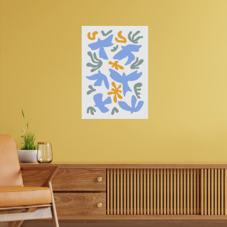 Poster Dove avec Fleurs dans le style folk | Formes moder
