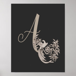Poster Dove Elegant Monogram Initial A