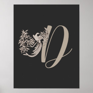 Poster Dove Elegant Monogramme Initiale D  
