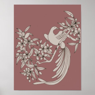 Poster Dove On Branch Oiseau Motif Art