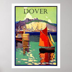 Poster Dover, Angleterre, voilier, marine, vintage