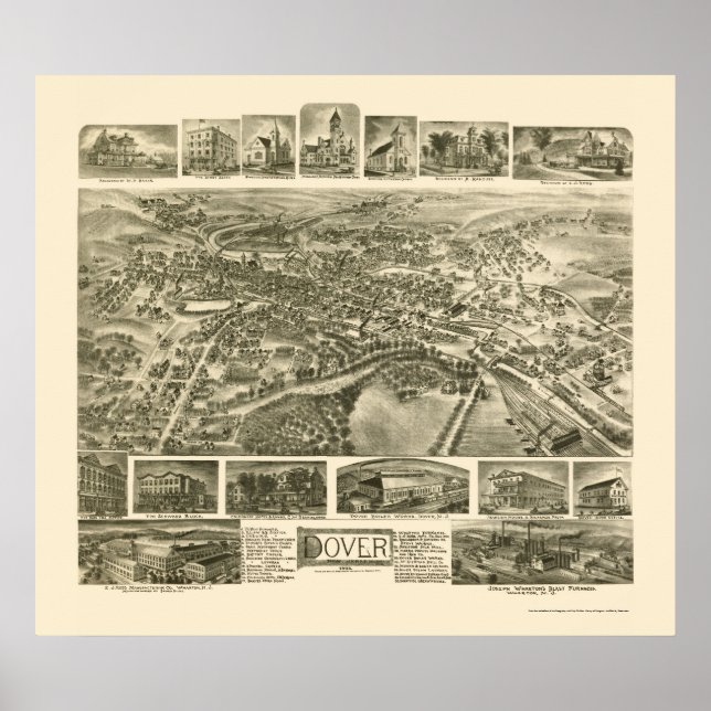 Poster Dover, NJ Panoramic Map - 1903 (Devant)