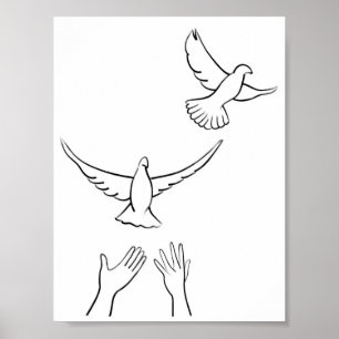 Poster Doves relâchantes des mains