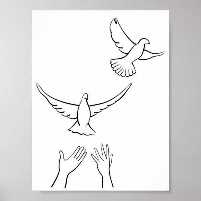 Poster Doves relâchantes des mains (Devant)