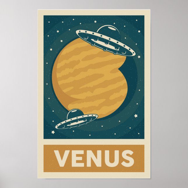 Poster d'OVNI Vénus Retro Galaxy (Devant)