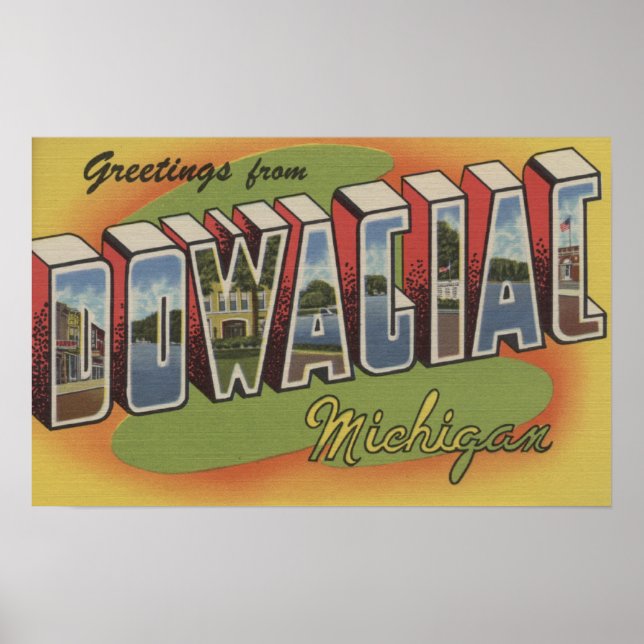 Poster Dowagiac, Michigan - Scènes de grandes lettres 2 (Devant)