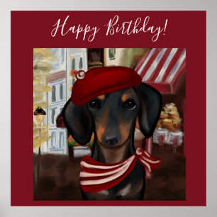 Poster Doxie noir et feu
