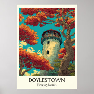 Poster Doylestown Pennsylvania Vintage Historic Tower Art