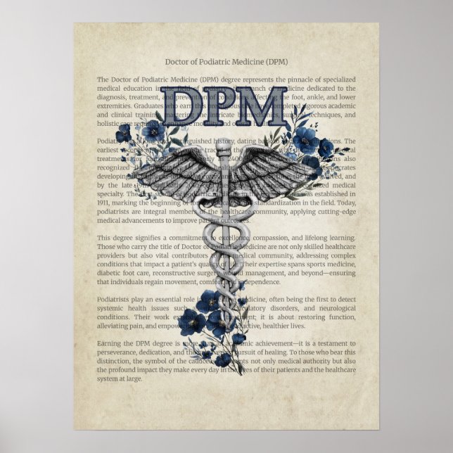 Poster DPM Caduceus Docteur en Podiatrie (Devant)