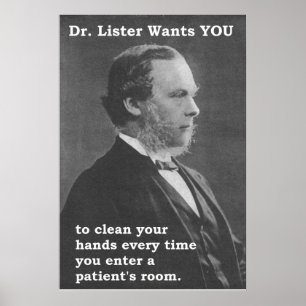 Poster Dr. Lister vous veut (pour nettoyer vos mains)