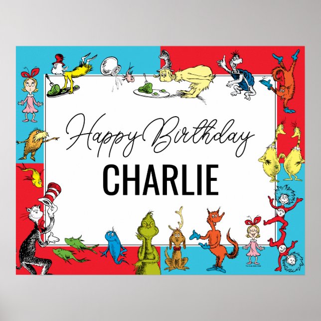Poster Dr. Seuss - Caractères | ANNIVERSAIRE DE ENFANT (Devant)
