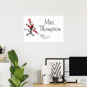 Poster Dr. Seuss Chapeau Clown Nom Écrit