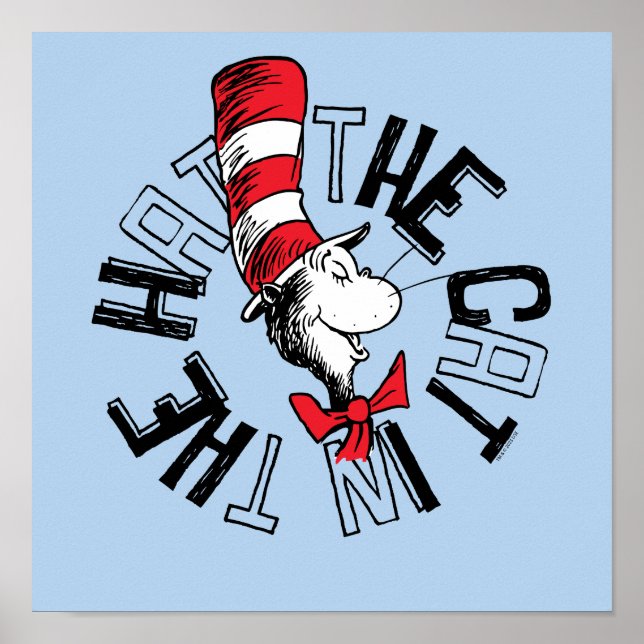 Poster Dr Seuss | Chat dans l'art rond Casquette (Devant)