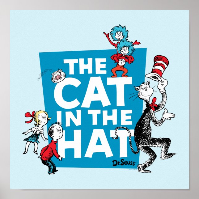 Poster Dr Seuss | Chat dans le logo du Casquette - Caract (Devant)
