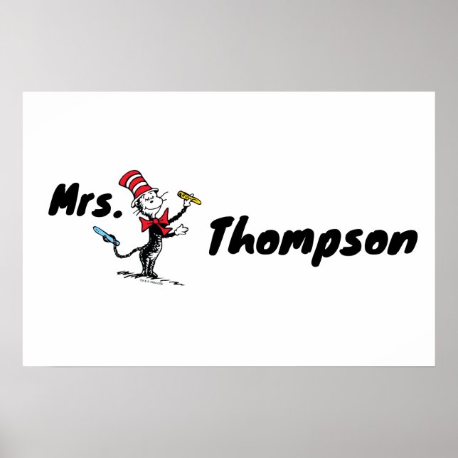 Poster Dr Seuss | Chat dans le nom tiré du Casquette (Devant)