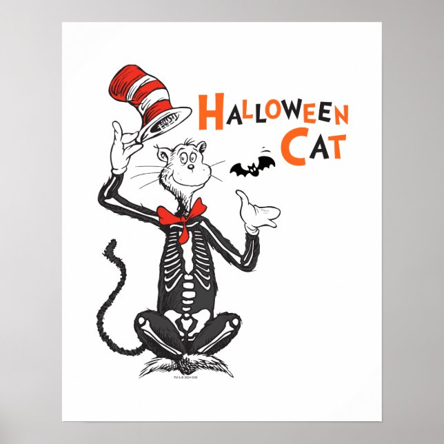 Poster Dr Seuss | Chat d'Halloween en Casquette (Devant)