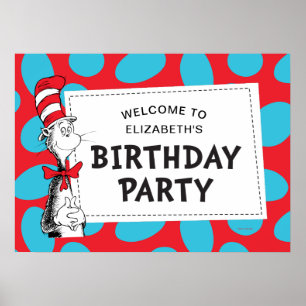 Poster Dr. Seuss Fête d'anniversaire du Chat dans le Ch