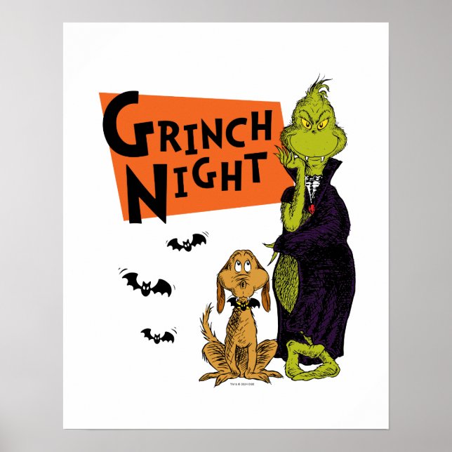 Poster Dr Seuss | Hallowen Grinch Night Graphic (Devant)