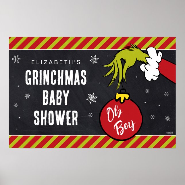Poster Dr Seuss | Oh Boy Grinch Baby shower (Devant)
