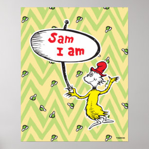 Poster Dr. Seuss   Sam-I-Am tenant un panneau