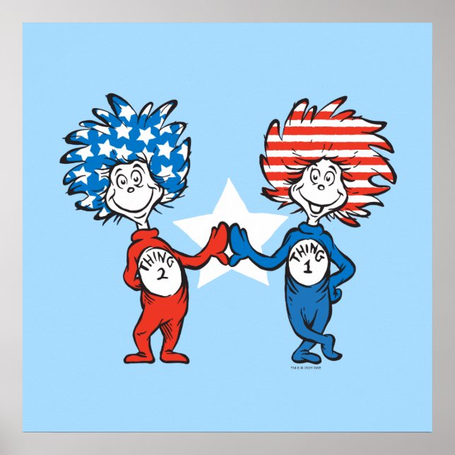 Poster Dr Seuss | Une chose Deux graphiques patriotiques (Devant)