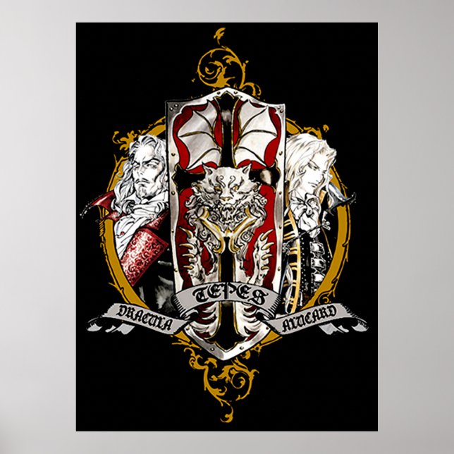Poster Dracula et Alucard Castlevania Jeu amusant (Devant)