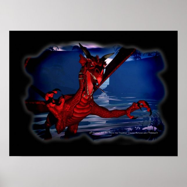 Poster Dragon 3D Imaginaire Art (Devant)