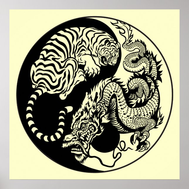 Poster dragon and tiger yin yang (Devant)