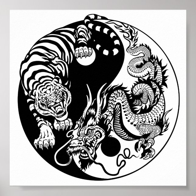 Poster dragon and tiger yin yang (Devant)
