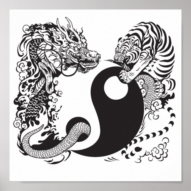 Poster dragon and tiger yin yang (Devant)