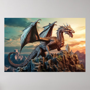 Poster Dragon Animal Créature Imaginaire Mur coloré Art