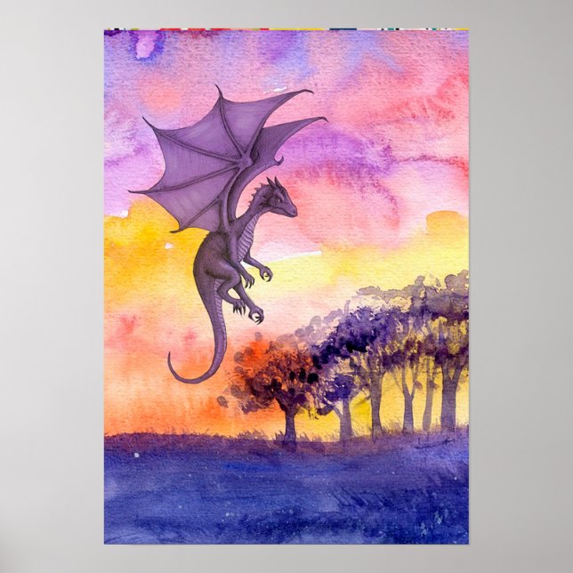 Poster Dragon aquarelle (Devant)
