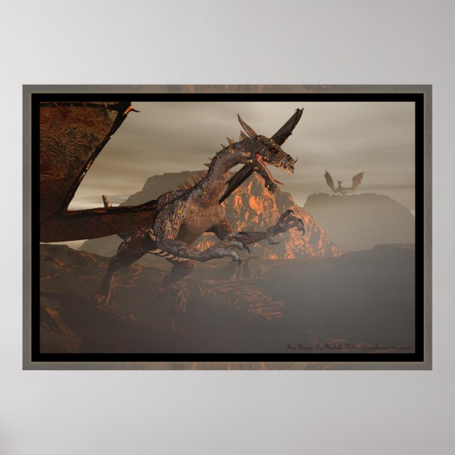 Poster Dragon Au Feu Par Michelle Wilder (Devant)