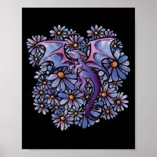 Poster Dragon aux fleurs pourpres
