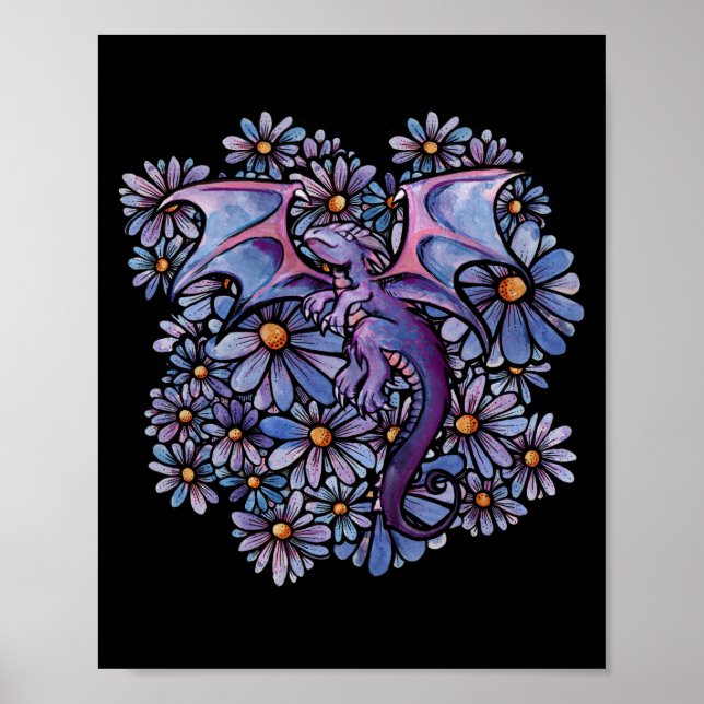 Poster Dragon aux fleurs pourpres (Devant)