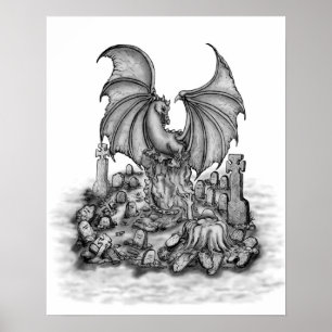Poster Dragon avec Zombie