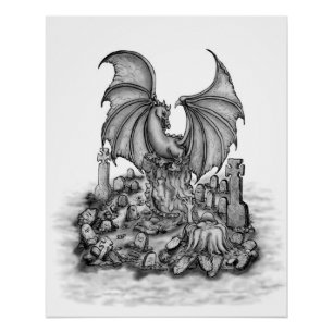 Poster Dragon avec Zombie