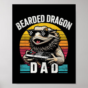 Poster Dragon barbu Papa Vidéo Vintage Jeu Lizard Repti