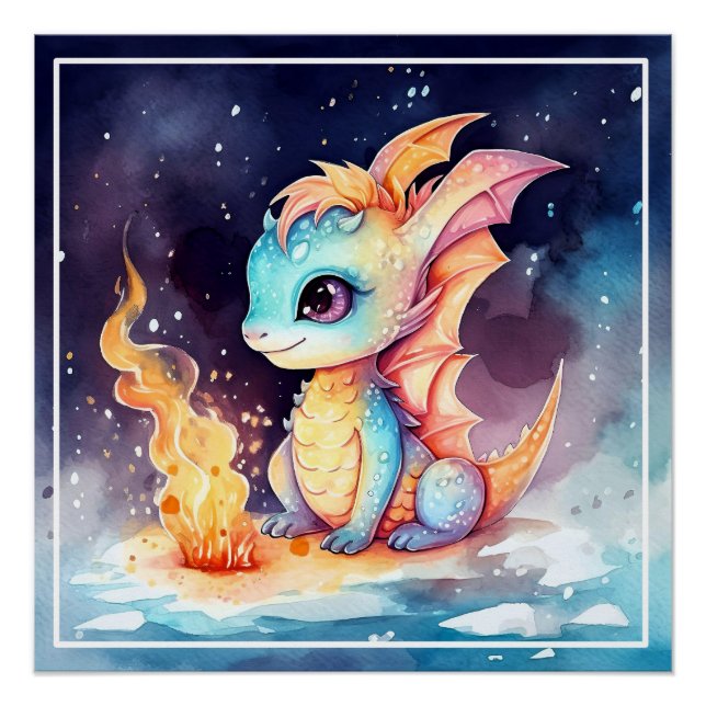Poster Dragon bébé mignon cristallisé (Devant)
