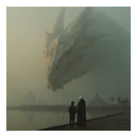 Dragon Blanc Géant au-Dessus de la Jetée de la Vil