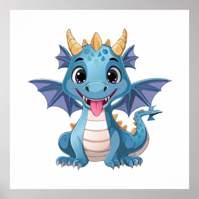 Poster dragon bleu (Devant)