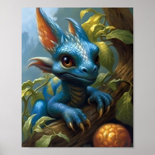 Poster Dragon Bleu Bébé